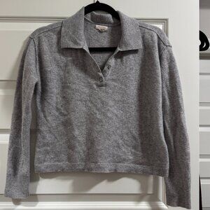 Pilcro Gray Cropped Cashmere Sweater with Collar in size S